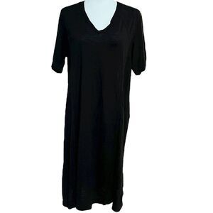 Eileen Fisher Hemp Organic Cotton T Shirt Dress Short Sleeve V Neck Womens Large